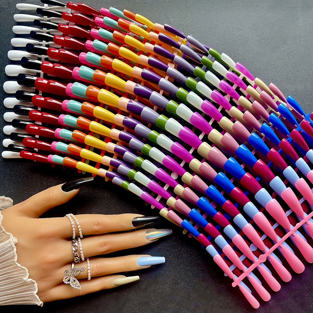 20- And Match Long Nail Plates Solid Color Rainbow Combination Set Long T-shaped Ballet Nails, Daily Matching Makeup With Colored False Nails At Will, Finished False Nails, No Discoloration