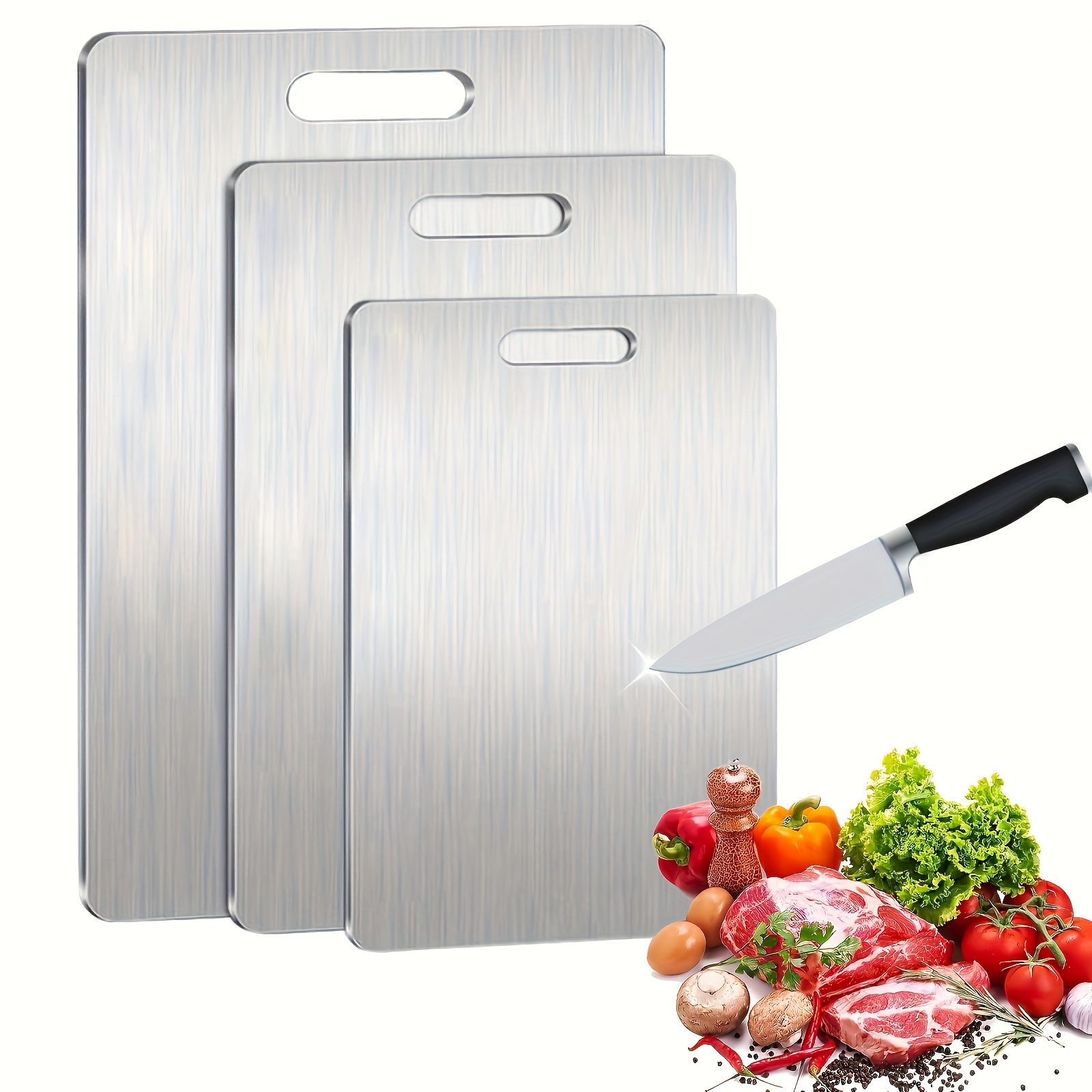 

Stainless Steel Cutting Board - Dual-sided For Kitchen & Baking - , Hygienic Silvery - Ideal Gift For Christmas, Thanksgiving, Father's Day, Day