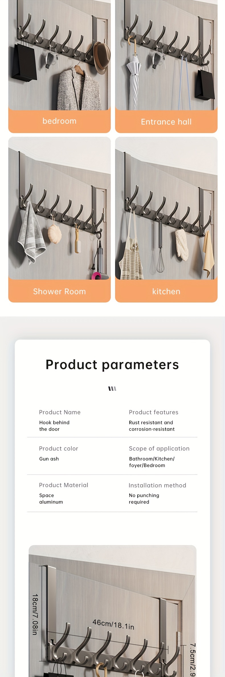   over   hook no drill     wall hanger for kitchen bathroom storage christmas halloween gift decoration details 5