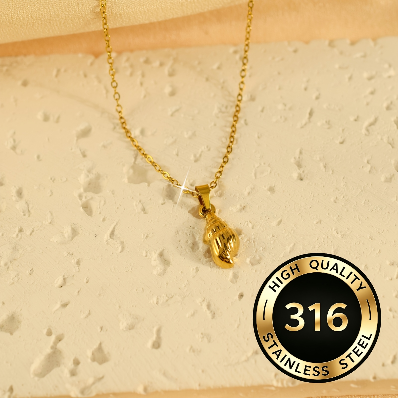 Women's High-End Beach Seashell Necklace, Stainless Steel
