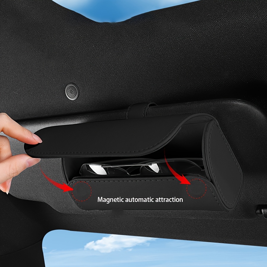 mode brillenhouder voor autozonwering – beige, installatie zonder schade, multifunctionele brillenclip voor voertuigzonwering, auto accessoire | gestikte details | veilige pasvorm bevestiging, mode brillenhouder voor auto 6