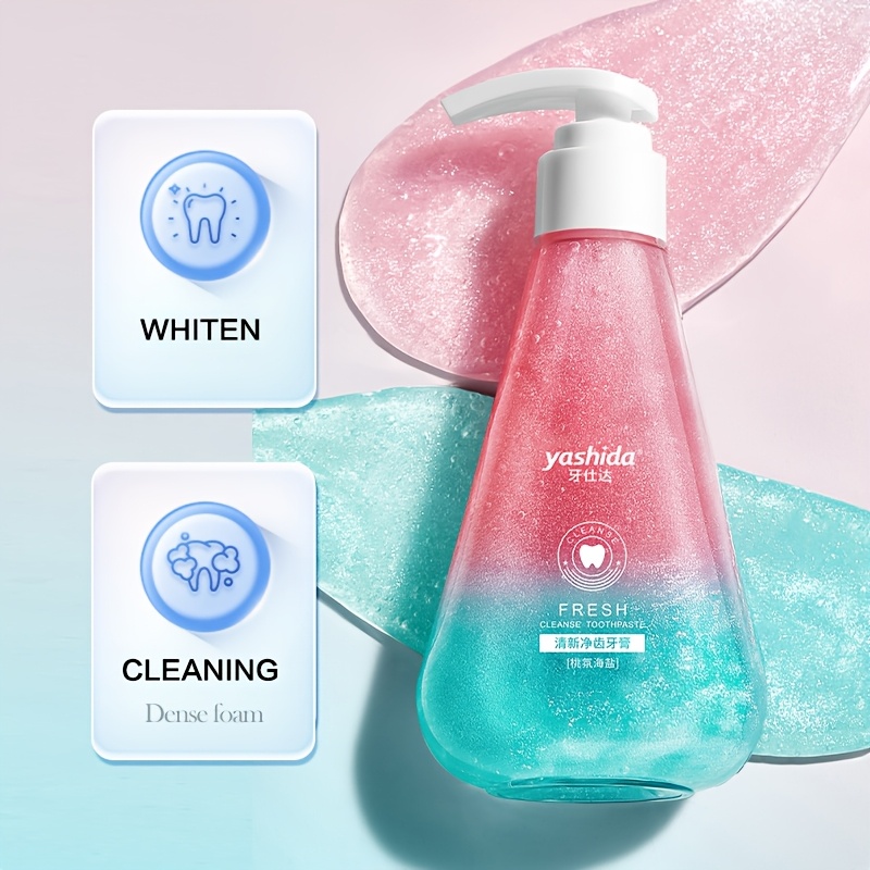 Probiotic Fresh Brightening Toothpaste, Fresh Breath Toothpaste, Deep Clean Toothpaste, Peach Fruit Sea Salt Toothpaste 220G