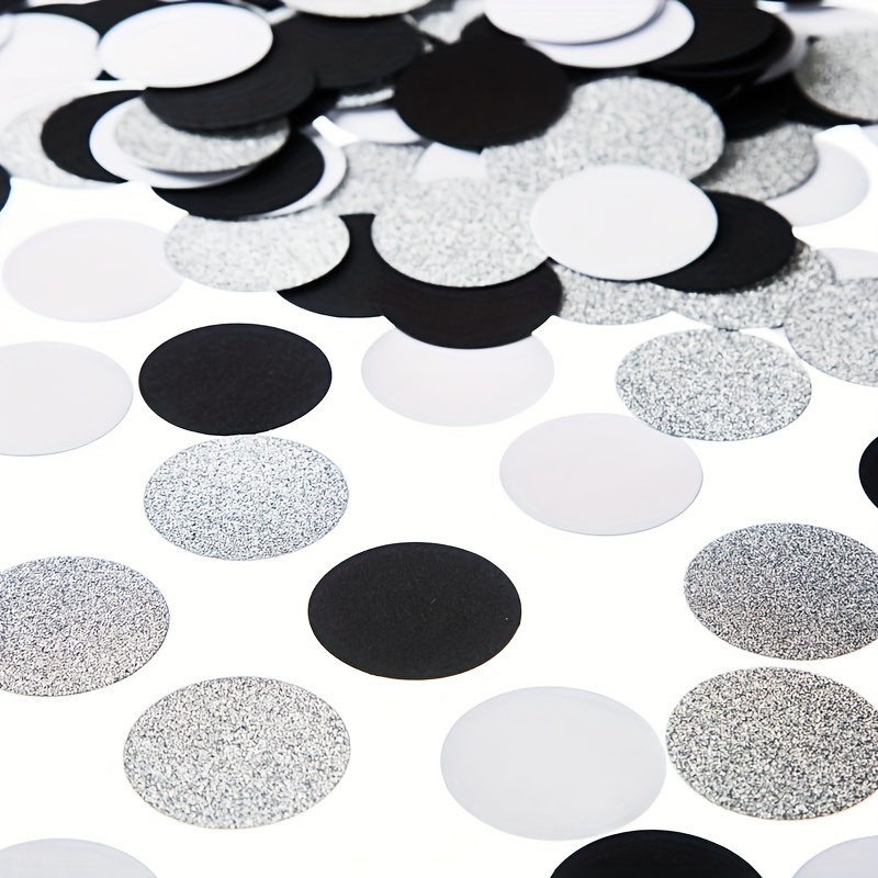 120pcs Sparkling Silvery, Black & White Dot Confetti - Weddings, Bridal Showers, Birthdays, Retirement Parties, Anniversaries & Halloween Table Decorations