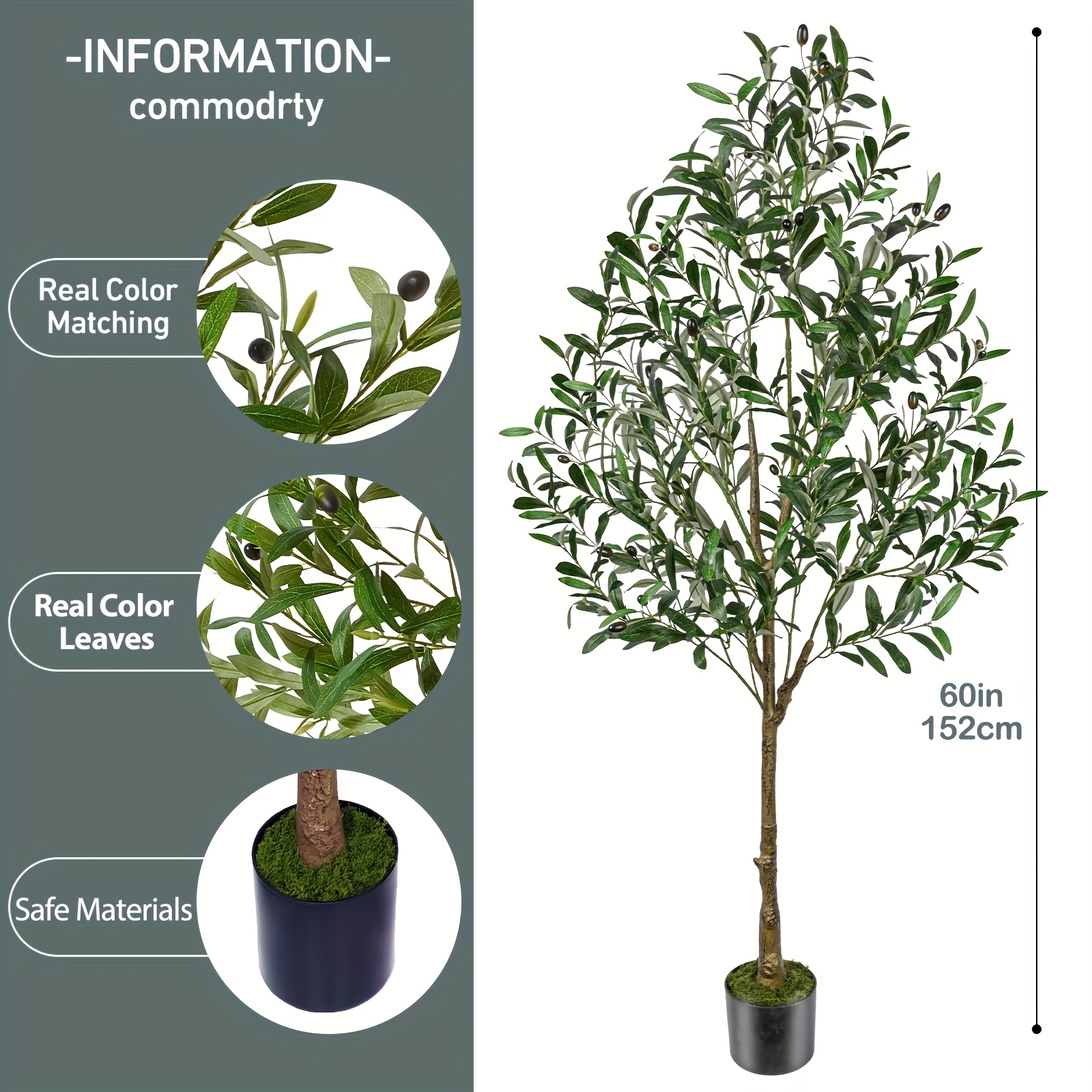 Image of 5ft Artificial Olive Tree - Perfect Indoor/outdoor Decor For Living Room, Office, Patio, Porch And Garden - With Durable Leaves, Low Maintenance Artificial Plant