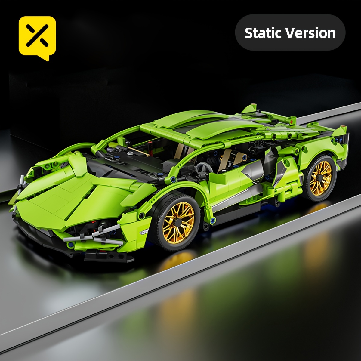 Image of 1200pcs Advanced Sports Car Building Block Set, Green Car Model Kit, Abs Construction Blocks, Suitable For Living Room And Bedroom Decoration, - Perfect Gift For Parties Or Birthdays