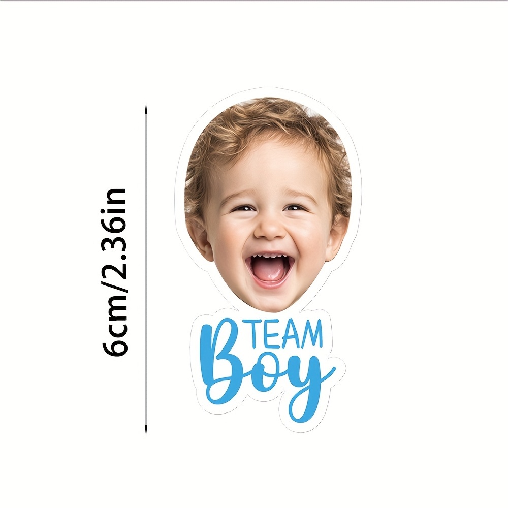 TEMU Custom Face Photo Stickers, Personalized Gender With Your Own Photos, Pink And Blue, Gender Reveal Party Decorations, Party Gift Box Labels,