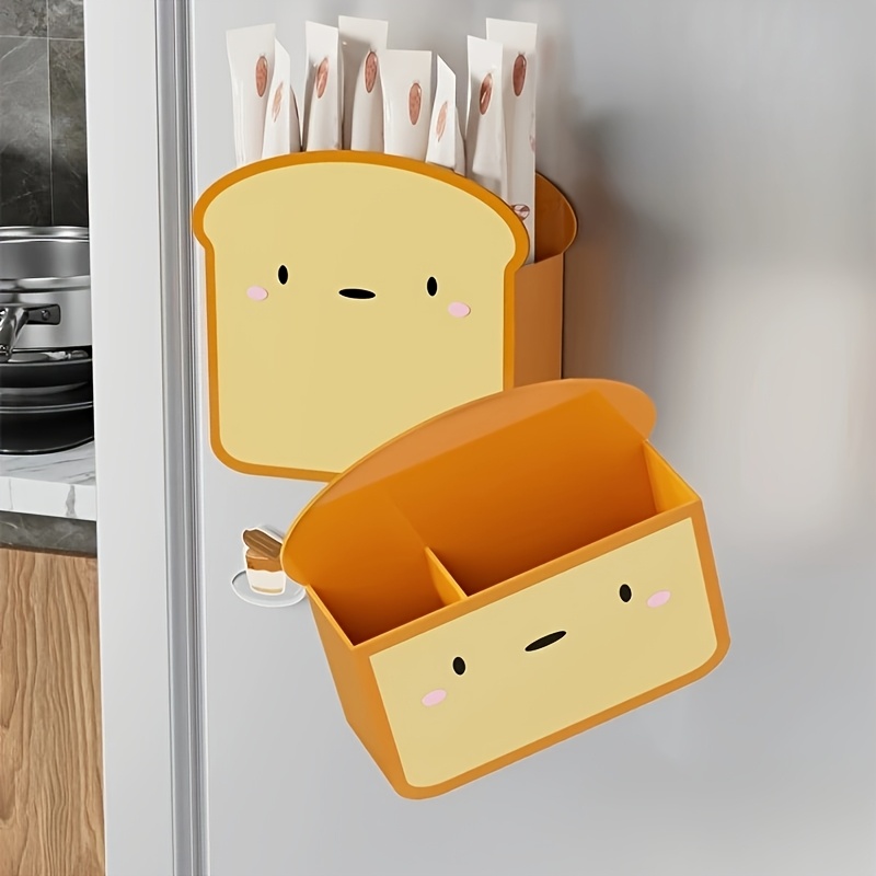 2pcs cute toast pastel magnetic kitchen storage racks multifunctional floating shelves for utensils spices and more no assembly wall mounted plastic organizers with strong magnetic backs for home kitchen or bathroom use kitchen accessories utility racks Product details 4