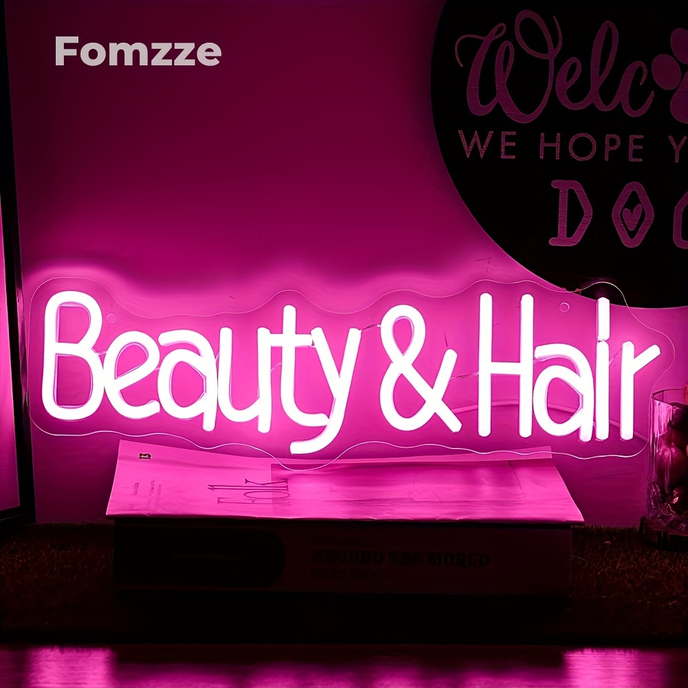 

Liuyang Beauty Hair Neon Sign Letter Neon Signs Salon Hair Word Led Neon Light Sign Powered Usb For Barbers, Beauty Salons Decor For Girls Room Bedroom