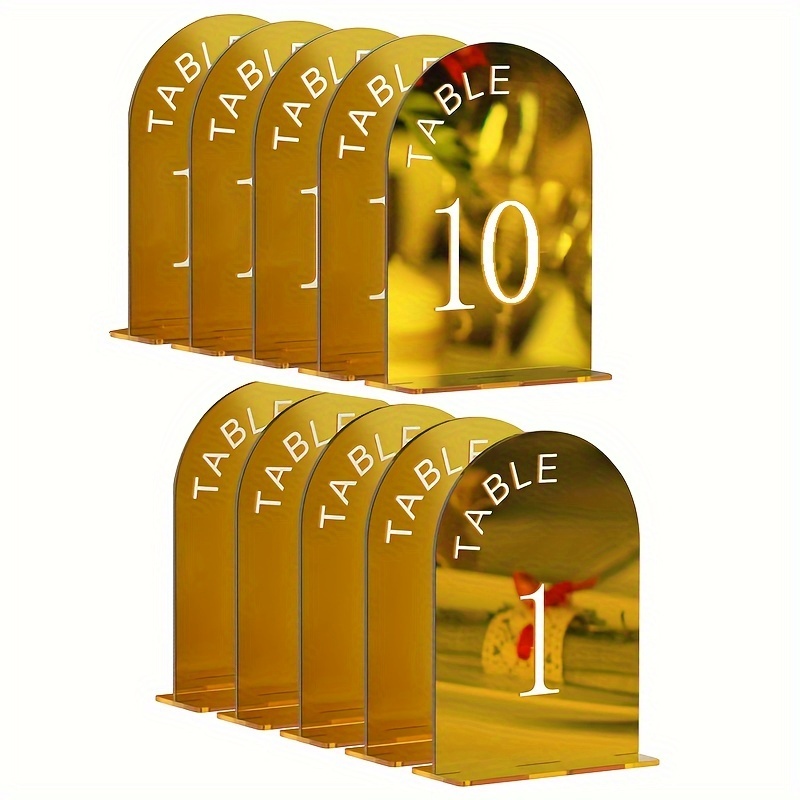 TEMU 10pcs Arched Acrylic Table Numbers With Stands, 5x7 Inch - Perfect For Weddings, Parties & Events Decor For Halloween,christmas Event & Party