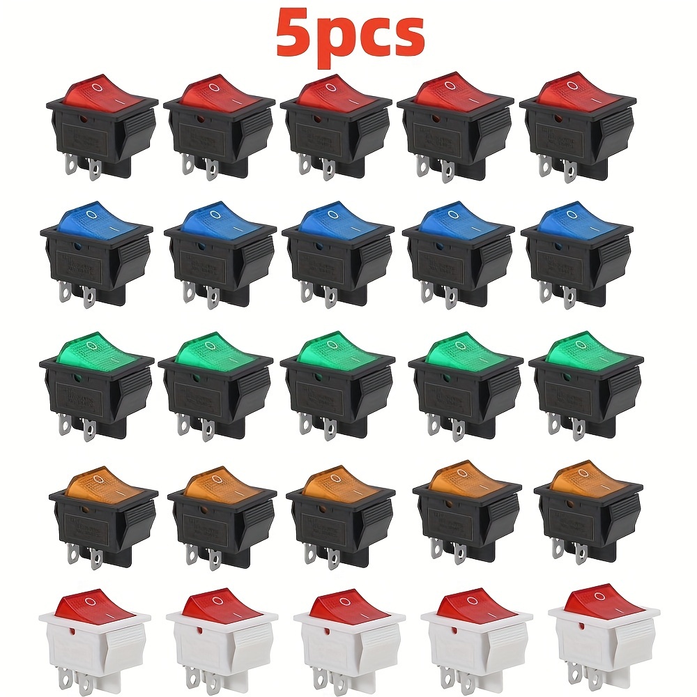

5pcs Kcd4 Dpst On-off 4-pin Rocker Boat Switch 16a/20a Ac 250v/125v Suitable For Automotive Motorcycles 2-position Kcd4 Rocker Switch On-off