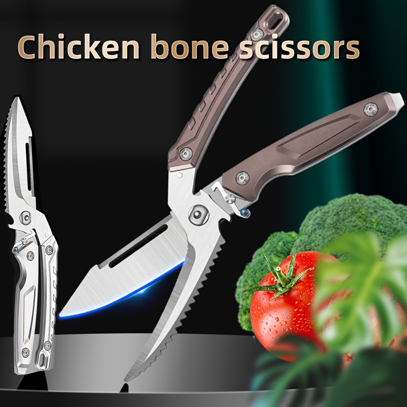 

Kitchen Chicken Bone Scissors, Stainless Steel Strong Scissors, Commercial Chicken Bone Multifunctional Two- Split Scissors/1pc