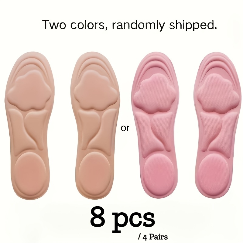 TEMU 4 (8 piezas) Plantillas Unisex 6D Cloud-Feel, Diseño Ergonómico y Transpirable Engrosado, Soporte Amortiguador para Tacones Altos, Zapatillas