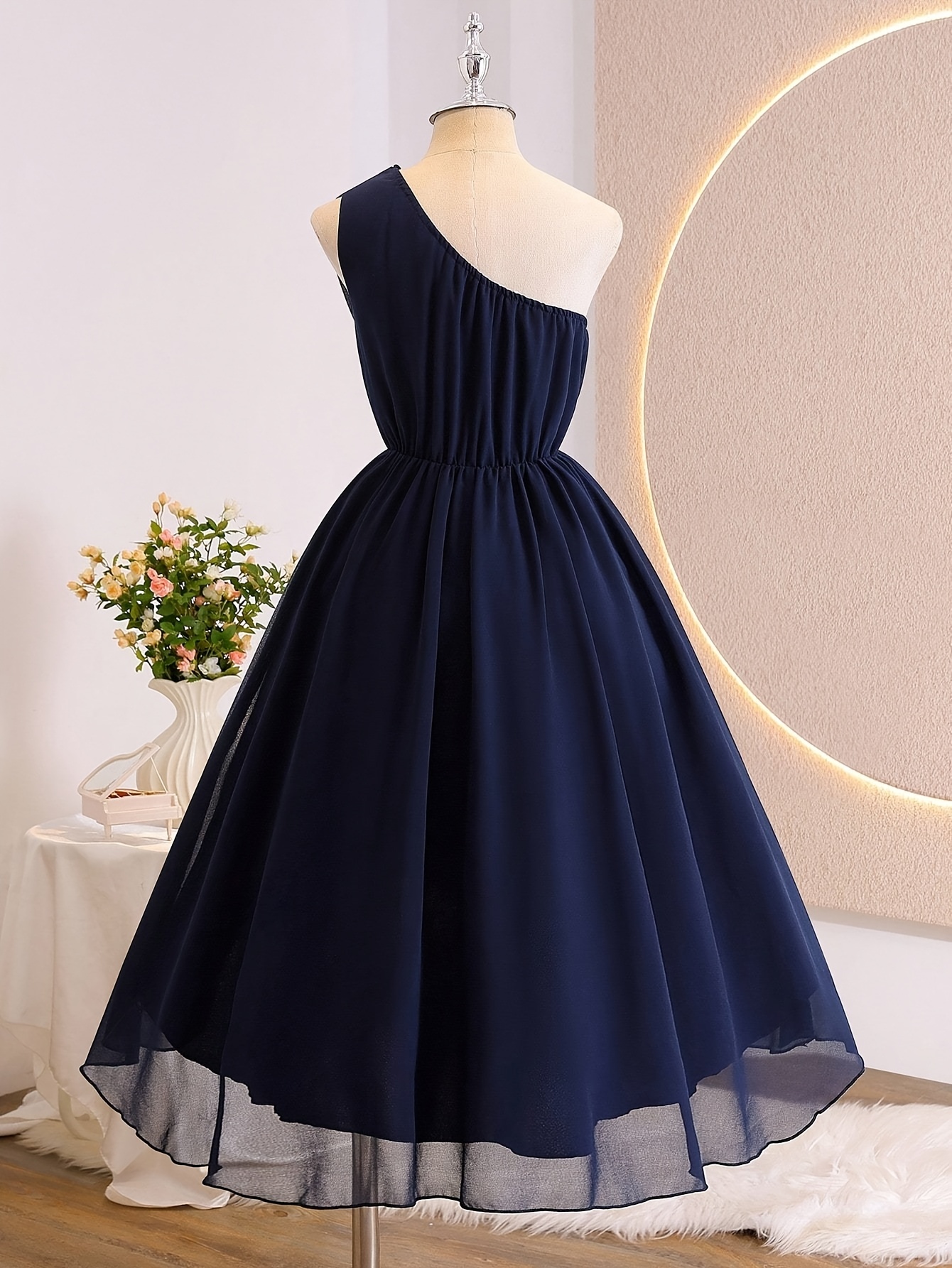 romantic elegant luxurious deep navy blue asymmetrical - Temu Mauritius