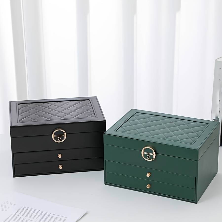1pc rectangle jewelry box multi layer large capacity zipper closure tabletop with practical and exquisite design for girls women mom friends birthday valentines day jewelry organizers Product details 3
