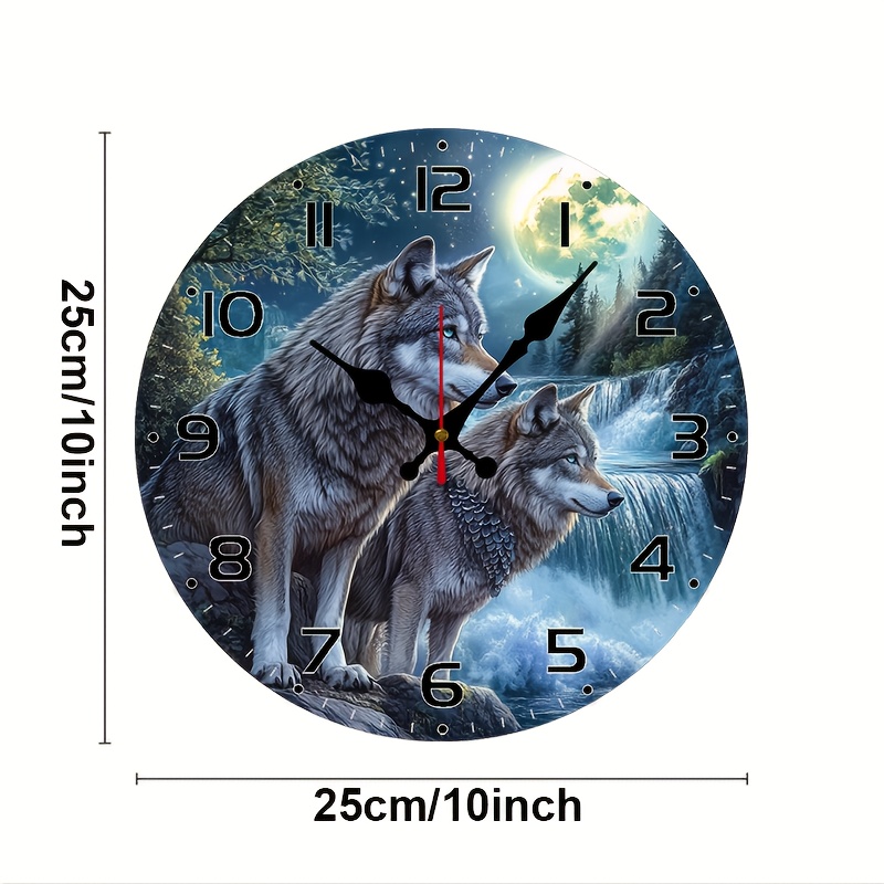 TEMU Horloge Murale Plate et Silencieuse Ronde de 10 Pouces avec Toile de Fond - Placage de Bois Style Europe et Amérique - Piles Non Incluses - pour