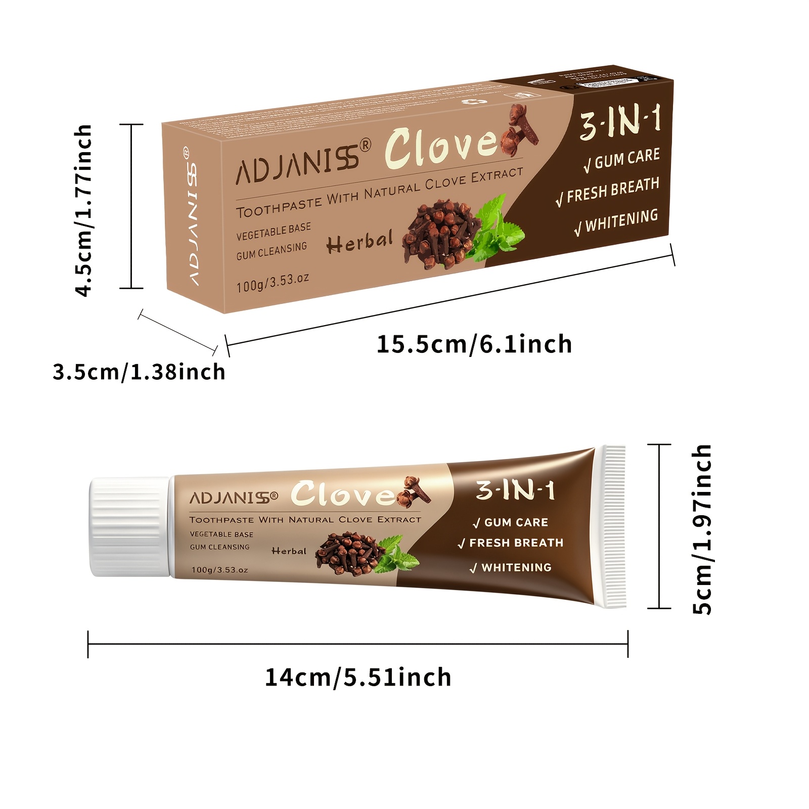 2-Pack ADJANISS Clove Toothpaste with Hydroxyapatite
