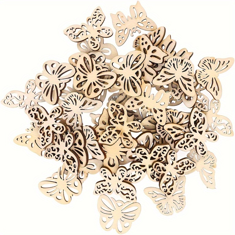 

50pcs Wooden For Diy Crafts, Decorative Wood Embellishments For , Hanging Decorations