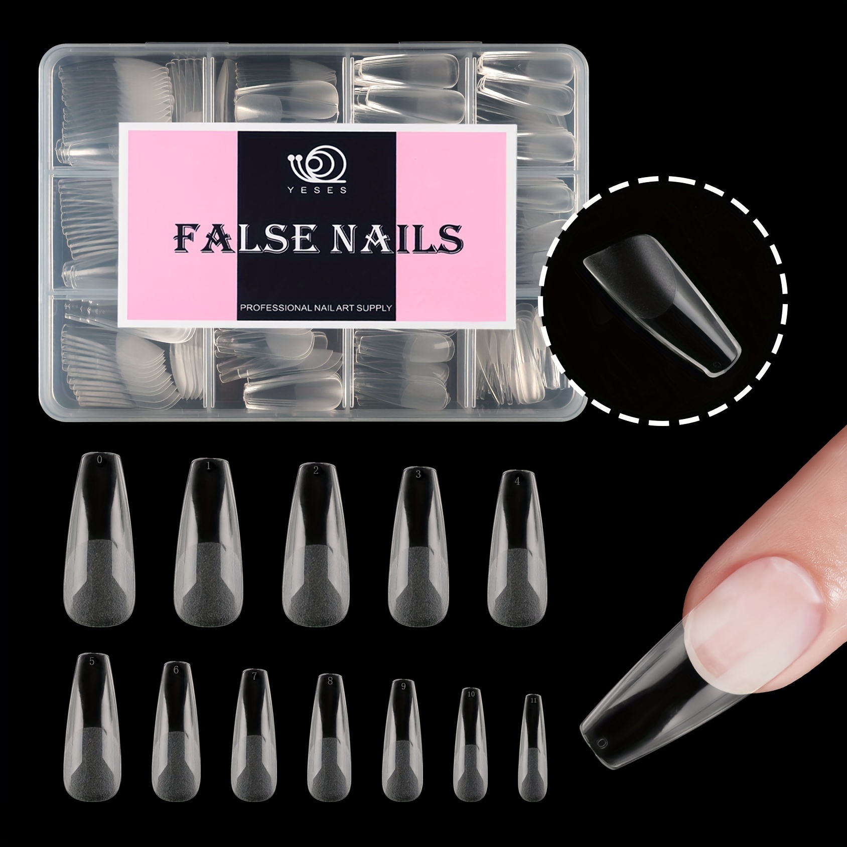 

288 Long Semi-frosted Fake - Acrylic Nail Tip, Krofae Ladies French Style Acrylic Artificial Nail Tip Nail With Nail Tip And Home Diy Box