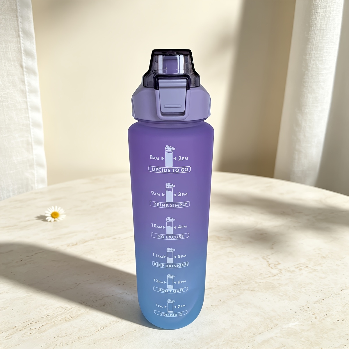 TEMU 1pc 1000ml Large Capacity Gradient Color Water Bottle, Plastic Portable Sports Bottle For Outdoor, Back To School Supplies