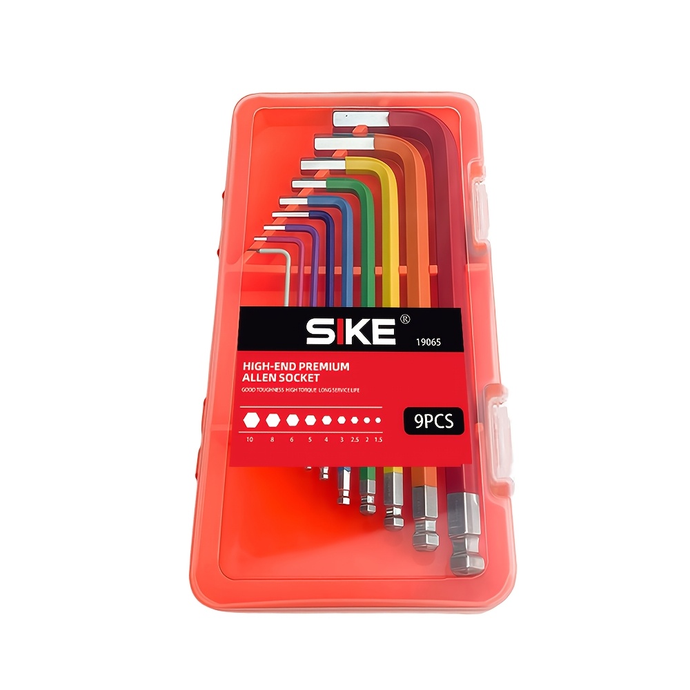 E-shop 9/18-teiliges, farbenfrohes Sechskant-Schlüssel-Set mit Kugelkopf, L-förmiges Sechskantschlüssel-Set, mit Kugelkopf und verlängerter Reichweite,