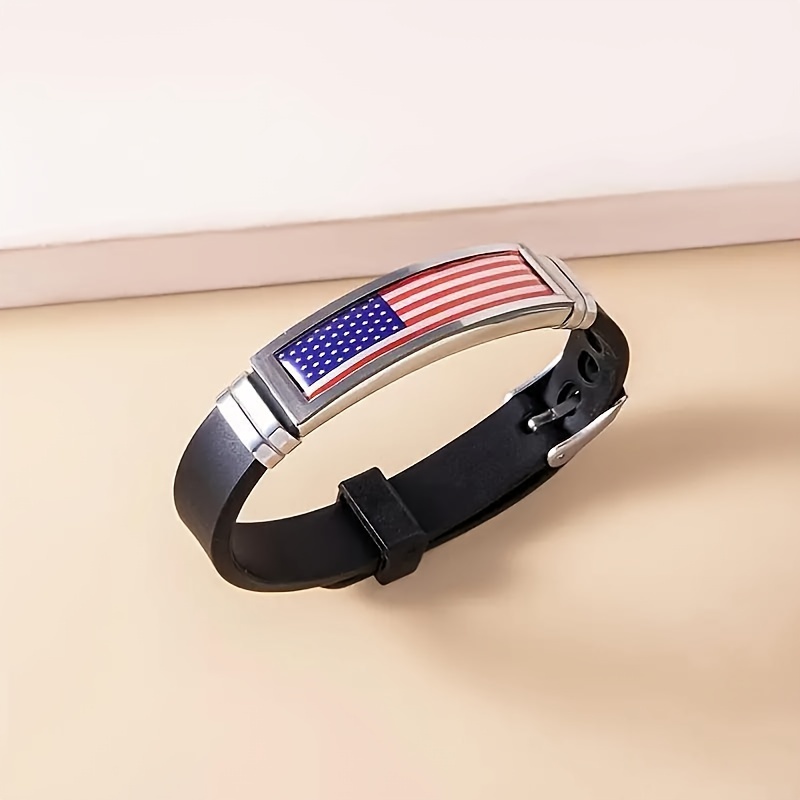 

1phionable Silicone American Flag Bracelet For Men And Womendurable Stainless Steel Designc Fas