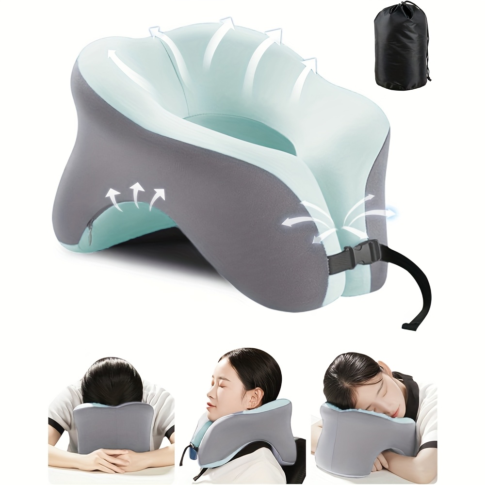 ergonomic travel pillow with 360 head support neck cushion for airplanes home office and gaming adjustable strap   storage bag ideal for   on the   pillo