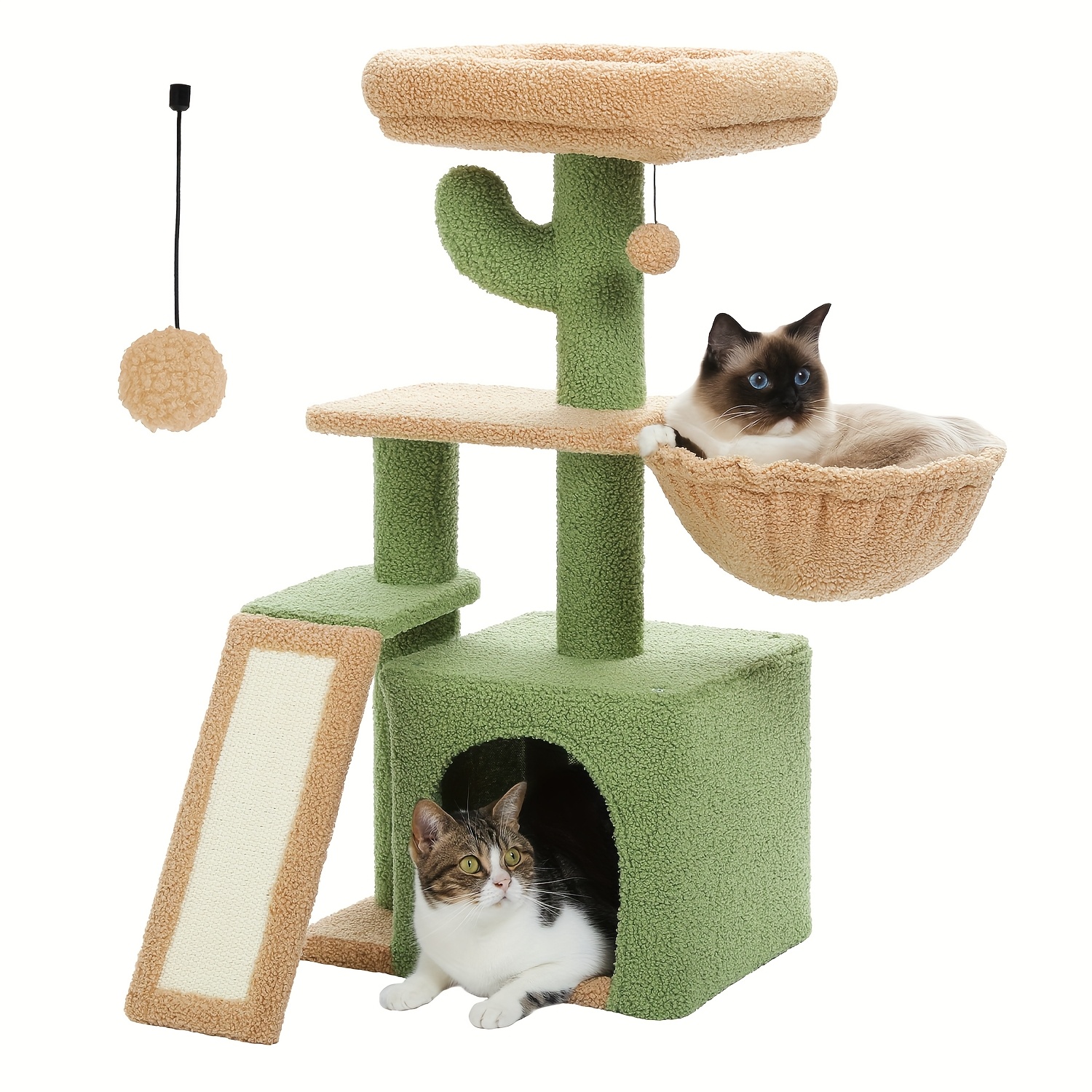 TEMU Rascador para Pequeños con Alfombrilla, Hamaca y Cesta, Árbol para Gatos Pequeños de 80cm, Dos Opciones de Color: Cactus/Gótico