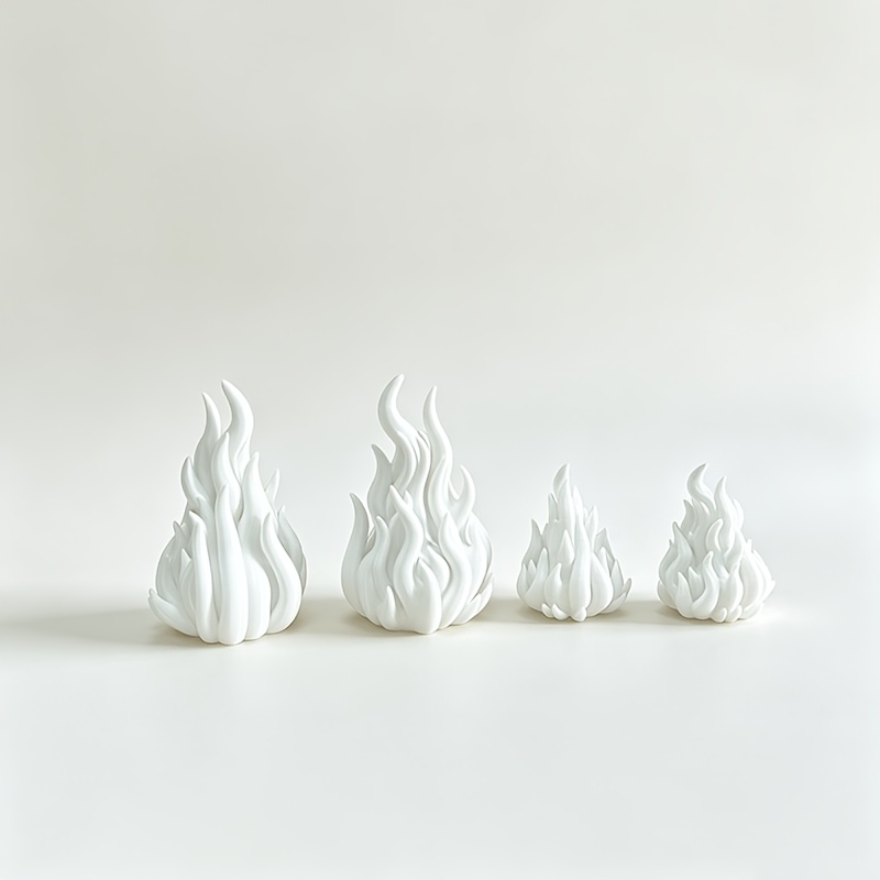 TEMU 4-teiliges Set (Kerzen nicht enthalten) mit 2 großen und 2 kleinen, weißen, flammenförmigen Retro-Home-Desktop-Kunststoff-Dekorationsornamenten,