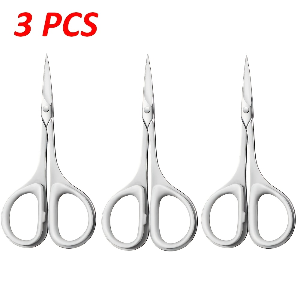 TEMU Ensemble de 3 pièces de ciseaux à épiler les sourcils en acier inoxydable de haute qualité avec pointes effilées multifonctionnelles pour des