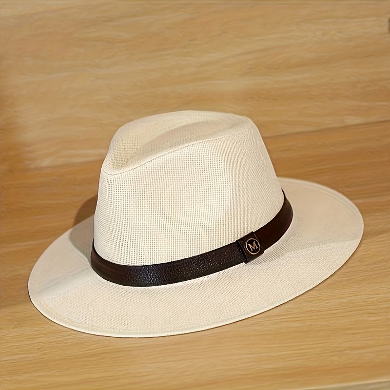 spring summer panama hat straw hat with letter belt decoration casual and stylish suitable for beach vacations