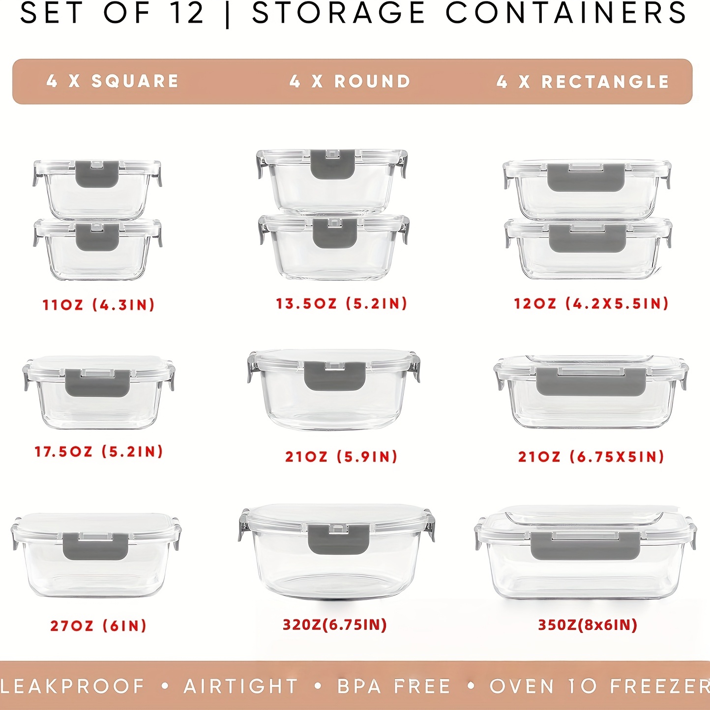 24 boîtes de conservation des aliments, ensemble de boîtes à lunch étanches pour le rangement de la cuisine, directement en provenance du entrepôt local, comprenant 12 récipients en verre + 12 couvercles, hermétiques et adaptés au congélateur, boîte à lunch en verre, convient pour l'organisation des armoires et de la cuisine