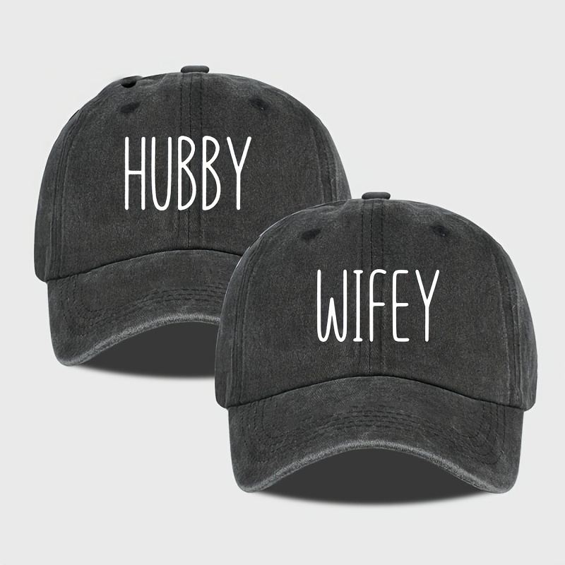 TEMU Lot de 2 casquettes de baseball vintage délavées avec imprimé simple WIFEY, classiques, décontractées, élégantes, taille réglable, adaptées pour
