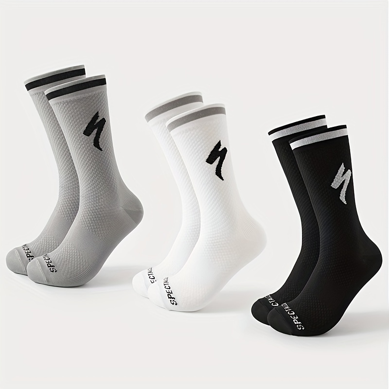 

Men's Athletic Cycling Socks - 1 Pair/, Polyester Knit Fabric, 95% Polyester 5% Elastane, Solid Color, Hand Wash/ - Breathable Sports Socks