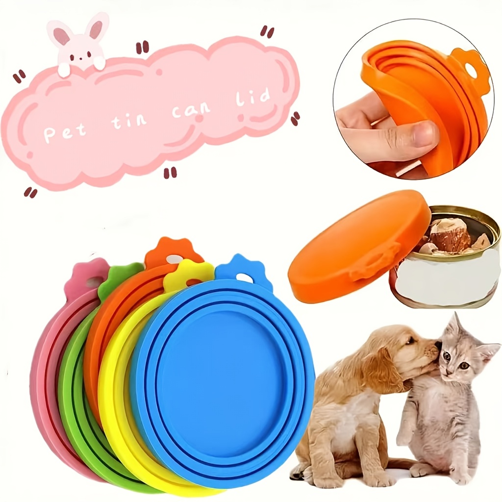 

5pcs Silicone Pet Food Can Covers, Reusable, Bpa-free Cat And Dog Canned Food Lid Seal, Uncharged, No Battery Required, Preserving Storage Caps For Wet Food