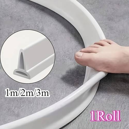 1pc tira de silicona para baño, protector contra salpicaduras y antinundaciones, de instalar para separación de húmedas y secas en cocina