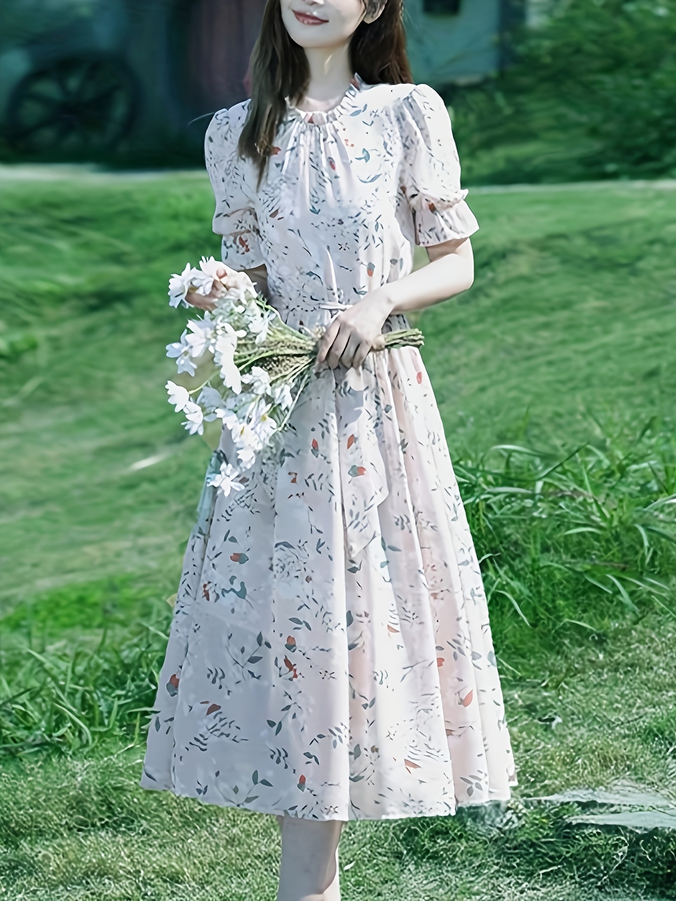 coral beach wedding dresses Girls' Korean Style Floral Beach Dress