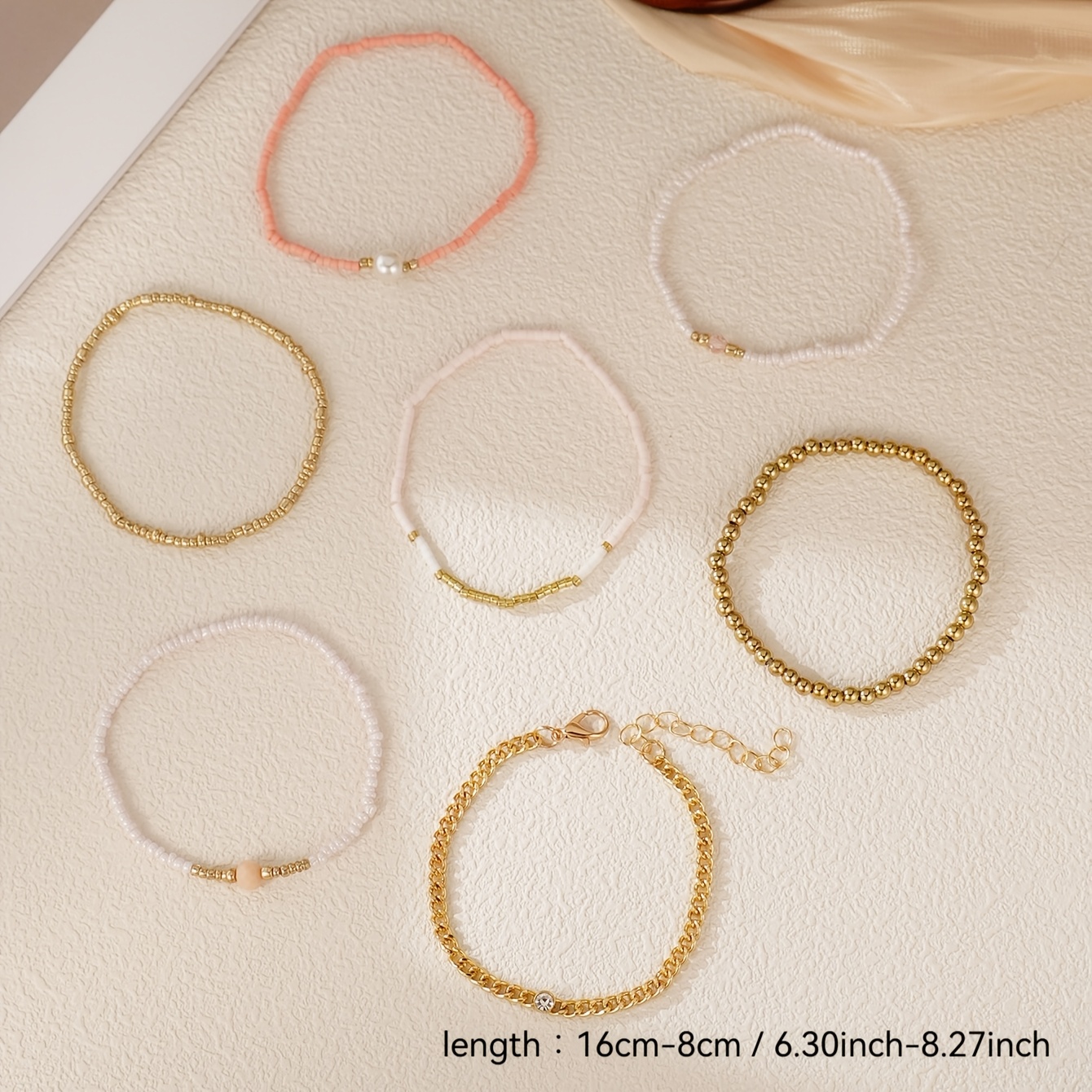 7pc Colorful Bohemian Beaded Bracelets Set for Vacations