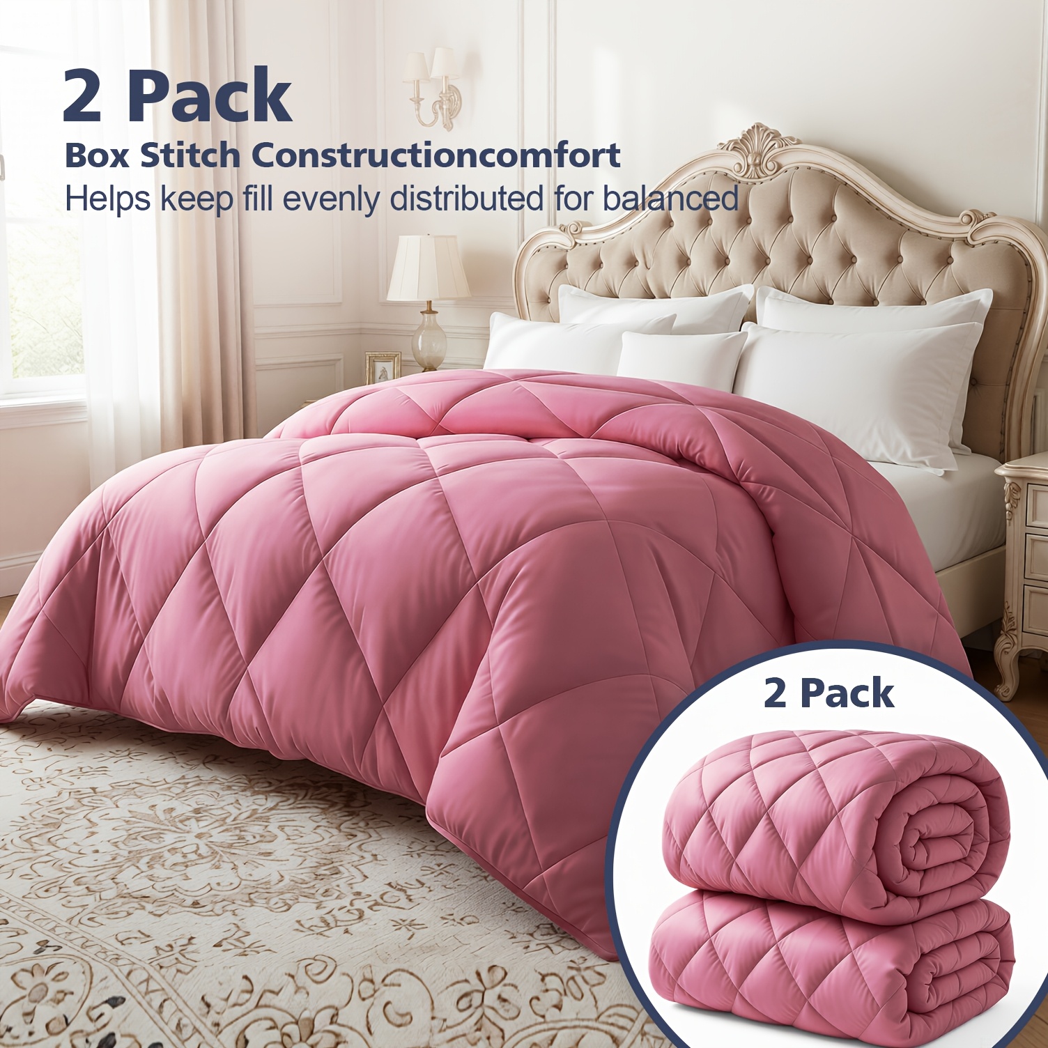 TEMU 2pcs Easy Diamond Quilt, Thick Quilt, Four-season Quilt, Blanket Quilt, , Light, Soft, Breathable And Not Stuffy, Universal In , Suitable For