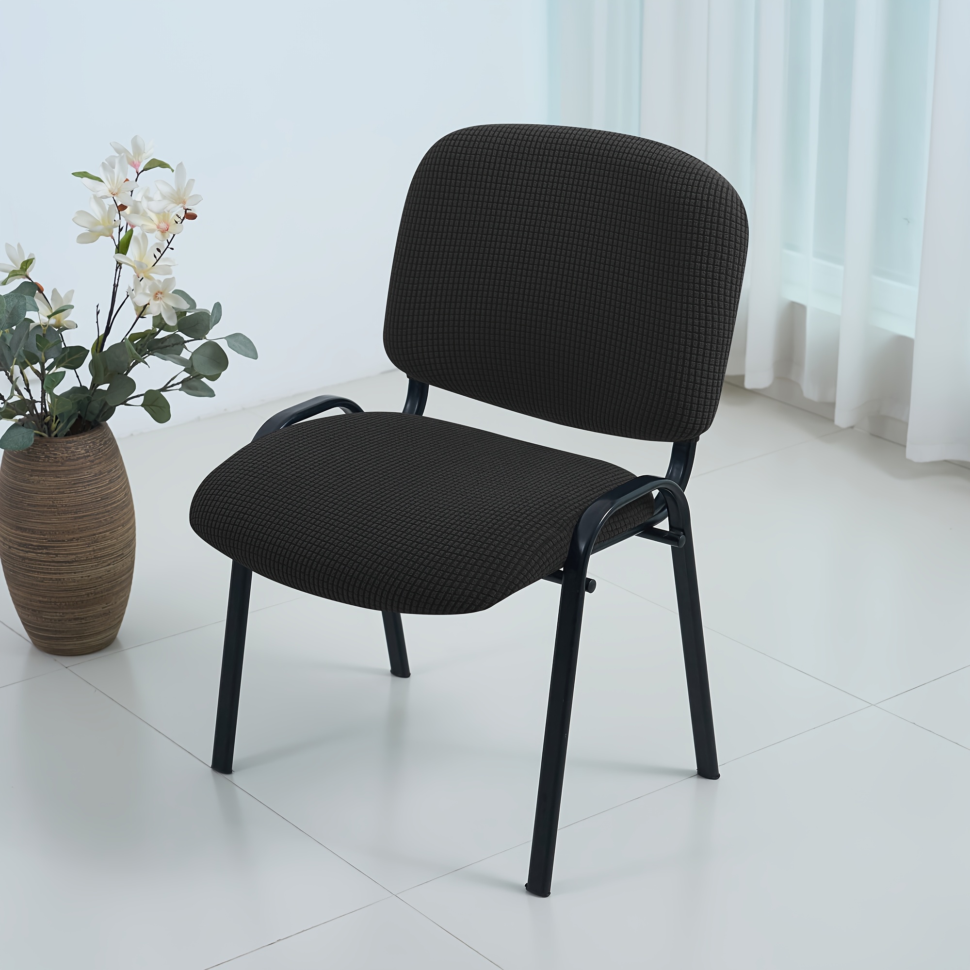 TEMU Housse de chaise de bureau extensible en velours de , coussin de siège, , housse de protection pour chaise d'ordinateur, housse de chaise de