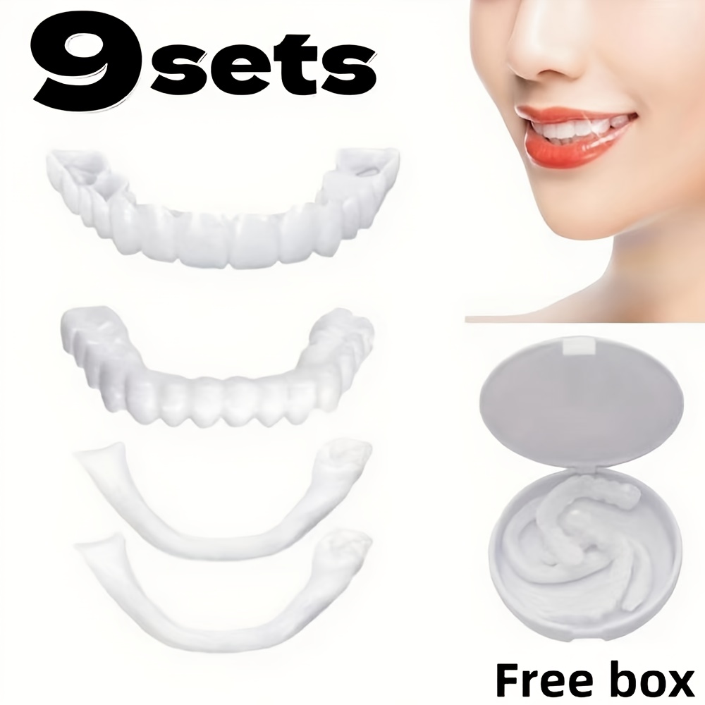 9 Sets Temporary False Teeth - Detachable Upper & Lower Dental Sets for  , Natural-Looking Teeth Replacement for Parties, Holidays, Weddings - Comfortable &  , Party Accessories, Wedding Essentials, Realistic Teeth Design,   Teeth