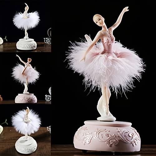 1pc ballet box elegant rotating dancer decoration perfect gift for wedding or birthday in white and pink