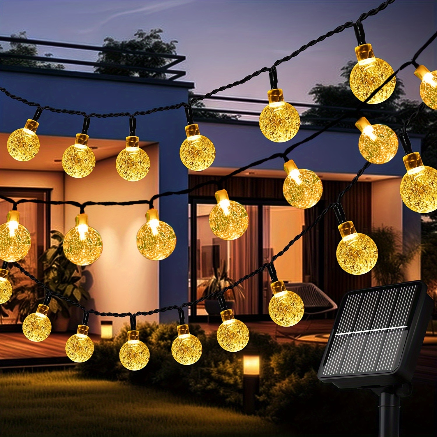 

Solar Fairy Lights Outdoor - 12m With 100 Led Crystal Balls, Waterproof Ip65, 8 Modes, Perfect For Garden, Patio, Balcony, Wedding Decor