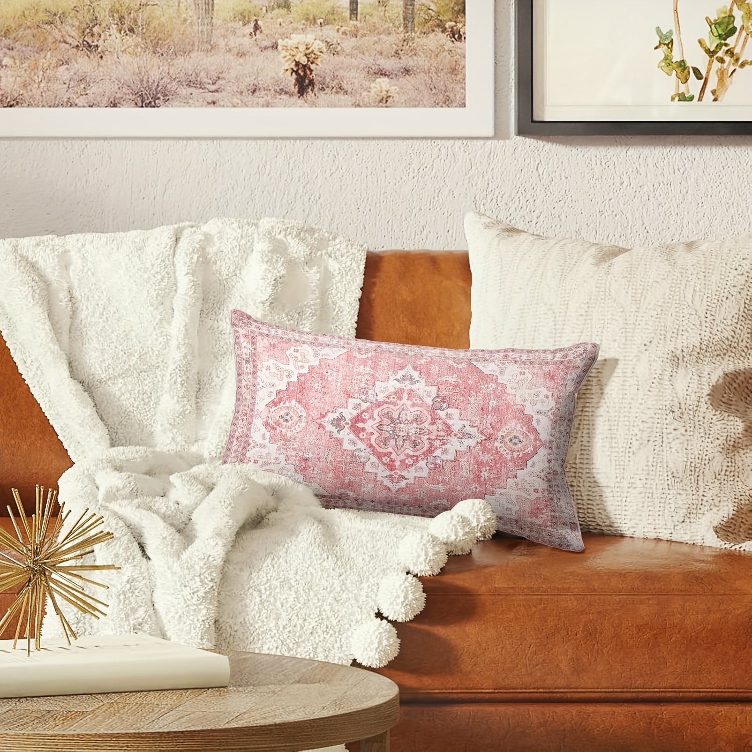 boho pink throw pillow covers double sided monaco rug Temu Bahrain