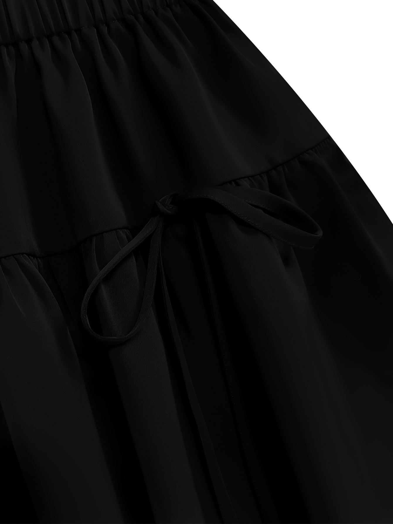Women's Ruffle Hem Flared A-Line Skirt with Bow Tie Straps, Double-Layer Ruffled Spliced Cake Skirt, Short Skirt