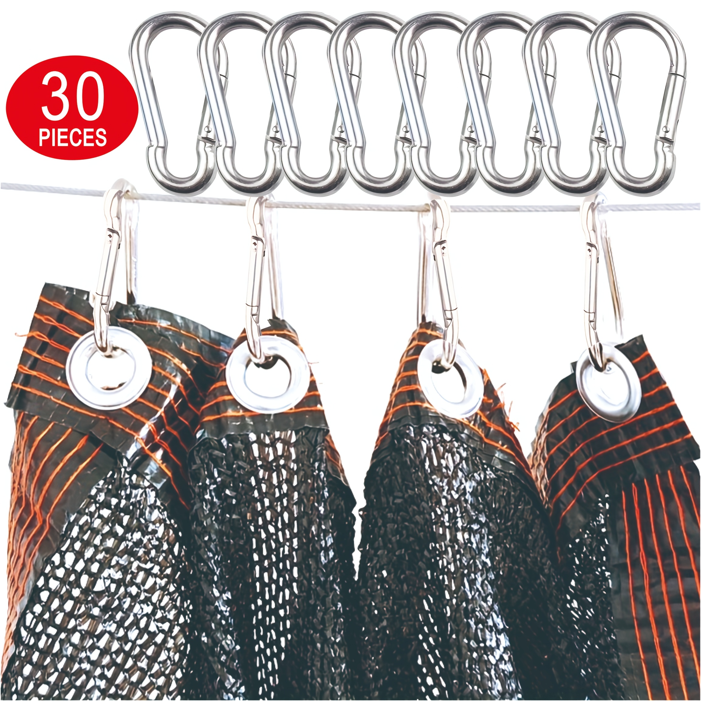 TEMU 30 Reusable Shade Sail Aluminum Alloy Snap Hook Ring Fasteners, Multifunctional Durable Aluminum Alloy Snap Hook Ring Fasteners For Installation