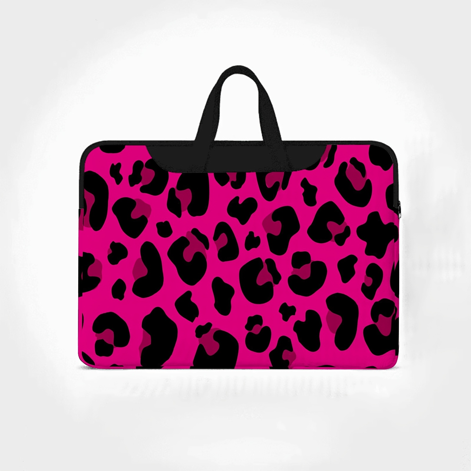 TEMU A Portable Laptop Bag Featuring A With A Pink And Print, Business Travel. This Laptop Sleeve Includes A Zipper And A Handle, Making It Ideal For