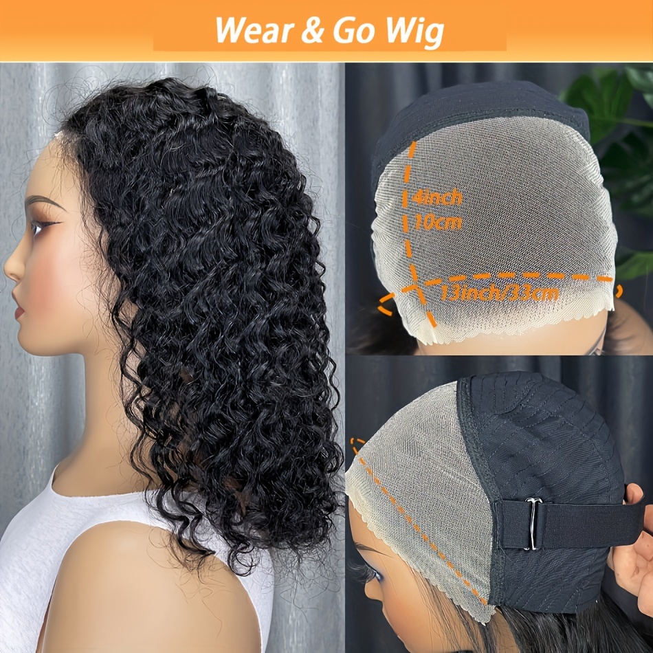  glueless deep wave bob wig 13x4 lace frontal human hair curly water wave style for women details 4