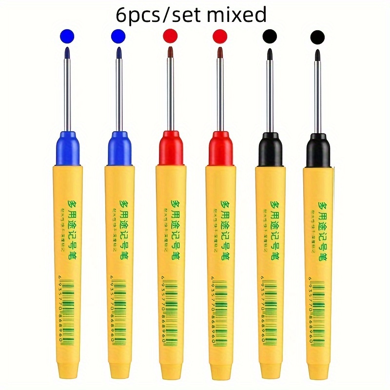 6pcs/set Red/blue/black Long Head Marking Pens Very Suitable For Deep Hole Marking And Drawing