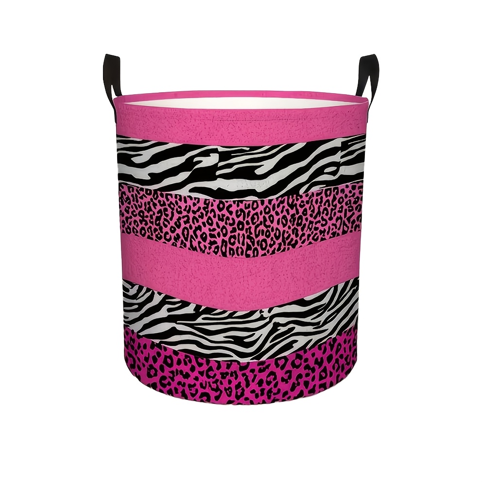 TEMU 1pc Wild Stripe Popular Pattern Storage Basket, Large Capacity, Foldable Design For Home Use, Suitable For Bedroom, Bathroom, Dormitory Storage,