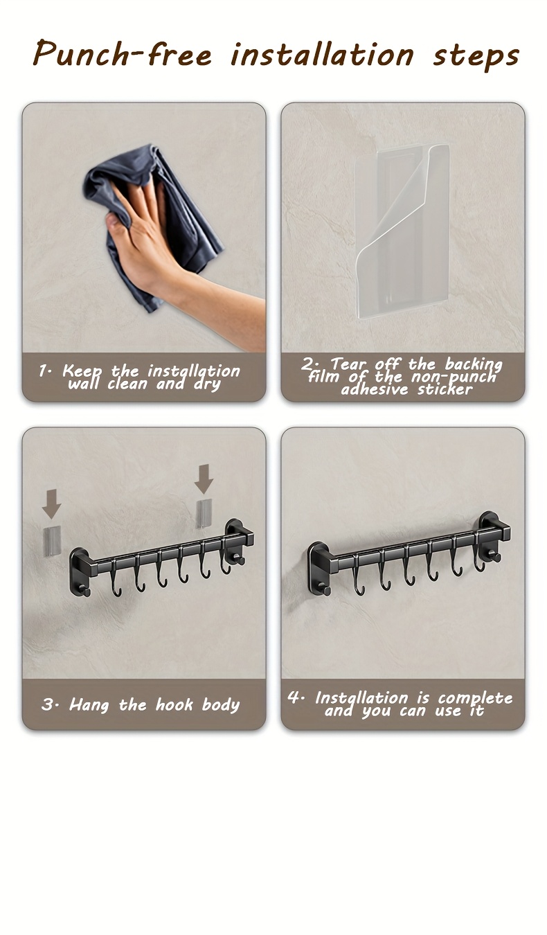 1pc Estante de Almacenamiento Multifuncional para Cocina - Organizador Montado en la Pared de Plástico Duradero con Adhesivo sin Clavos y Tornillos Perforados, Diseño Elevado Ampliado para Utensilios, Cuchillos, Condimentos, Palillos, Trapos - Ahorro de Espacio en la Organización de la Cocina, Aspecto Moderno y Elegante | Construcción Robusta, Organizadores y Almacenamiento de Cocina